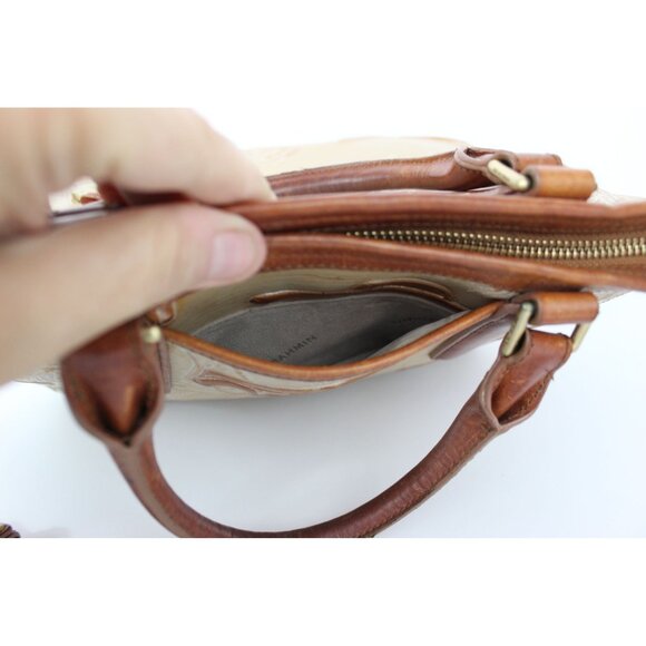 Brahmin Copa Cabana Embossed Leather Satchel Tan Brown Vintage Tote - Picture 8 of 13